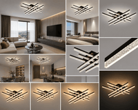 Lustră LED cu Telecomandă Thalira 144W, Lumină Caldă/Neutră/Rece, Dimabilă, Negru - AdeHouse — Finisaje și Iluminat Premium.