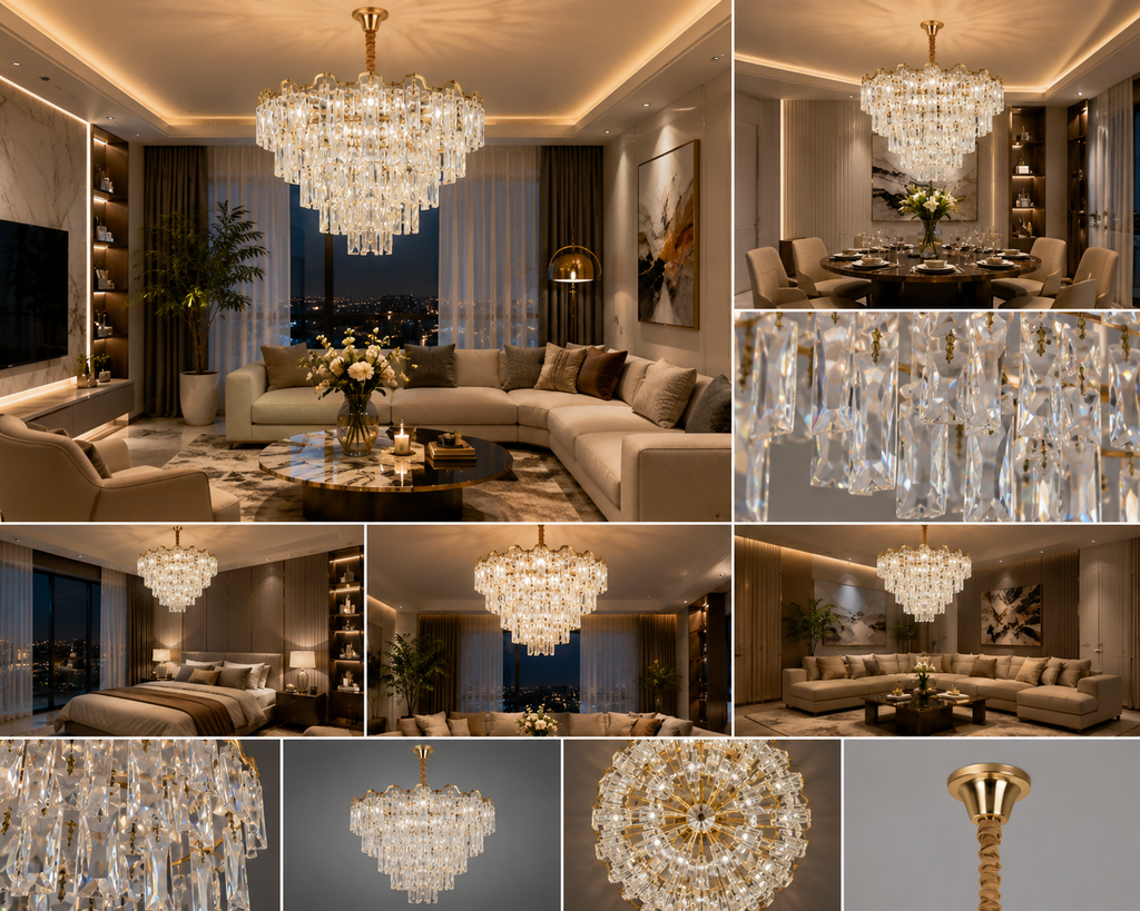 Candelabru Cristal Giovanna, Ø78 cm, Auriu