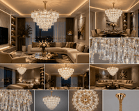 Candelabru Cristal Giovanna, Ø78 cm, Auriu - AdeHouse — Finisaje și Iluminat Premium.