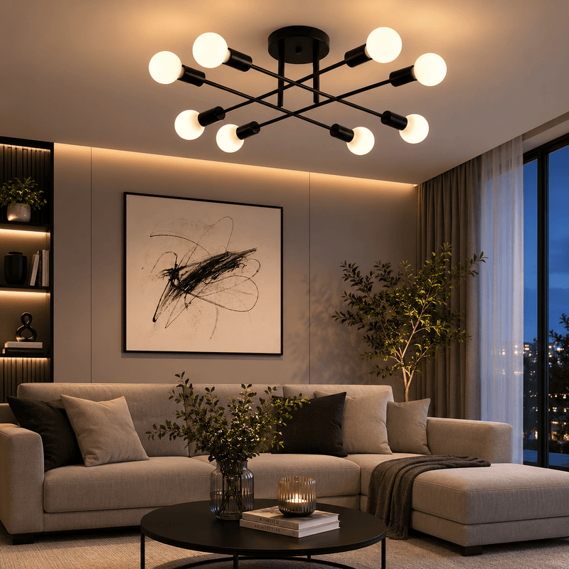 Lustră LED cu Telecomandă Ulderica, Ø52 cm, 60W, Negru