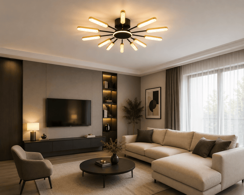 Lustră LED cu Telecomandă Guglielma, Ø86 cm, 2W, Lumină Caldă/Neutră/Rece, Negru