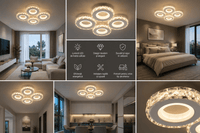 Lustră LED cu Telecomandă Seraphina 96W, Lumină Caldă/Neutră/Rece, Dimabilă, Alb/Crom - AdeHouse — Finisaje și Iluminat Premium.