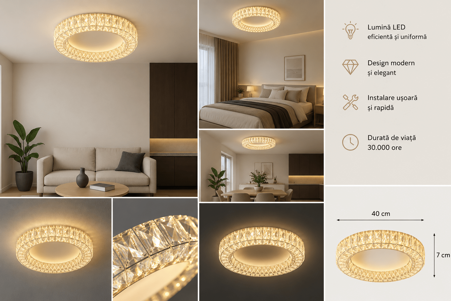 Lustră LED cu Telecomandă Ursulina, 72W - AdeHouse — Finisaje și Iluminat Premium.
