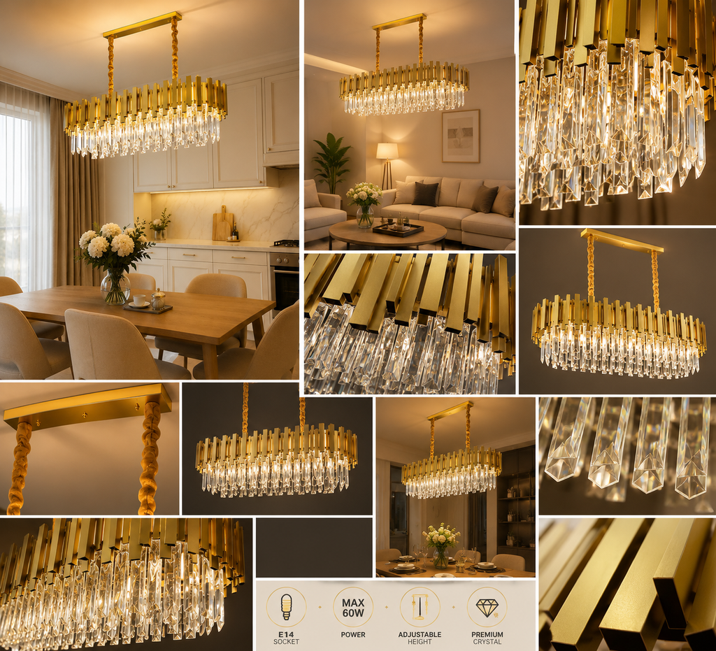 Candelabru Cristal Almira, Auriu