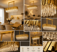 Candelabru Cristal Quintina 60W, Ø50 cm, Negru/Auriu - AdeHouse — Finisaje și Iluminat Premium.