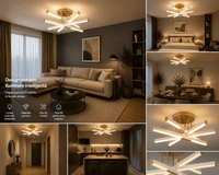 Lustră LED cu Telecomandă Brunhilda 120W, Ø60 cm, Lumină Caldă/Neutră/Rece, Auriu/Alb - AdeHouse — Finisaje și Iluminat Premium.