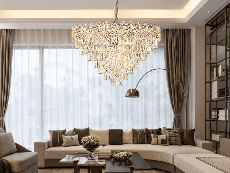 Candelabru Cristal Filiberta, Ø80 cm, 60W, Crom