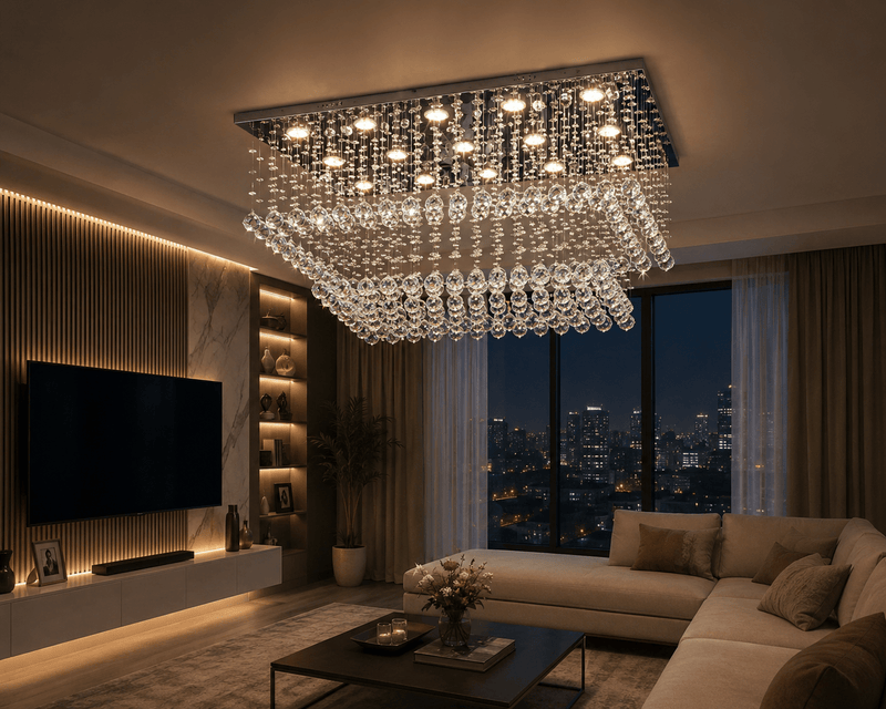Candelabru Cristal Lisbeth 20W, 90×60 cm, Design Modern