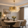 Candelabru Cristal Belisama, Ø50 cm, cu Telecomandă, Dimabil, Auriu