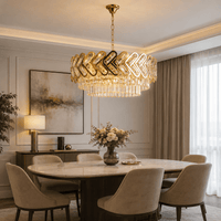Candelabru Cristal Belisama, Ø50 cm, cu Telecomandă, Dimabil, Auriu - AdeHouse — Finisaje și Iluminat Premium.