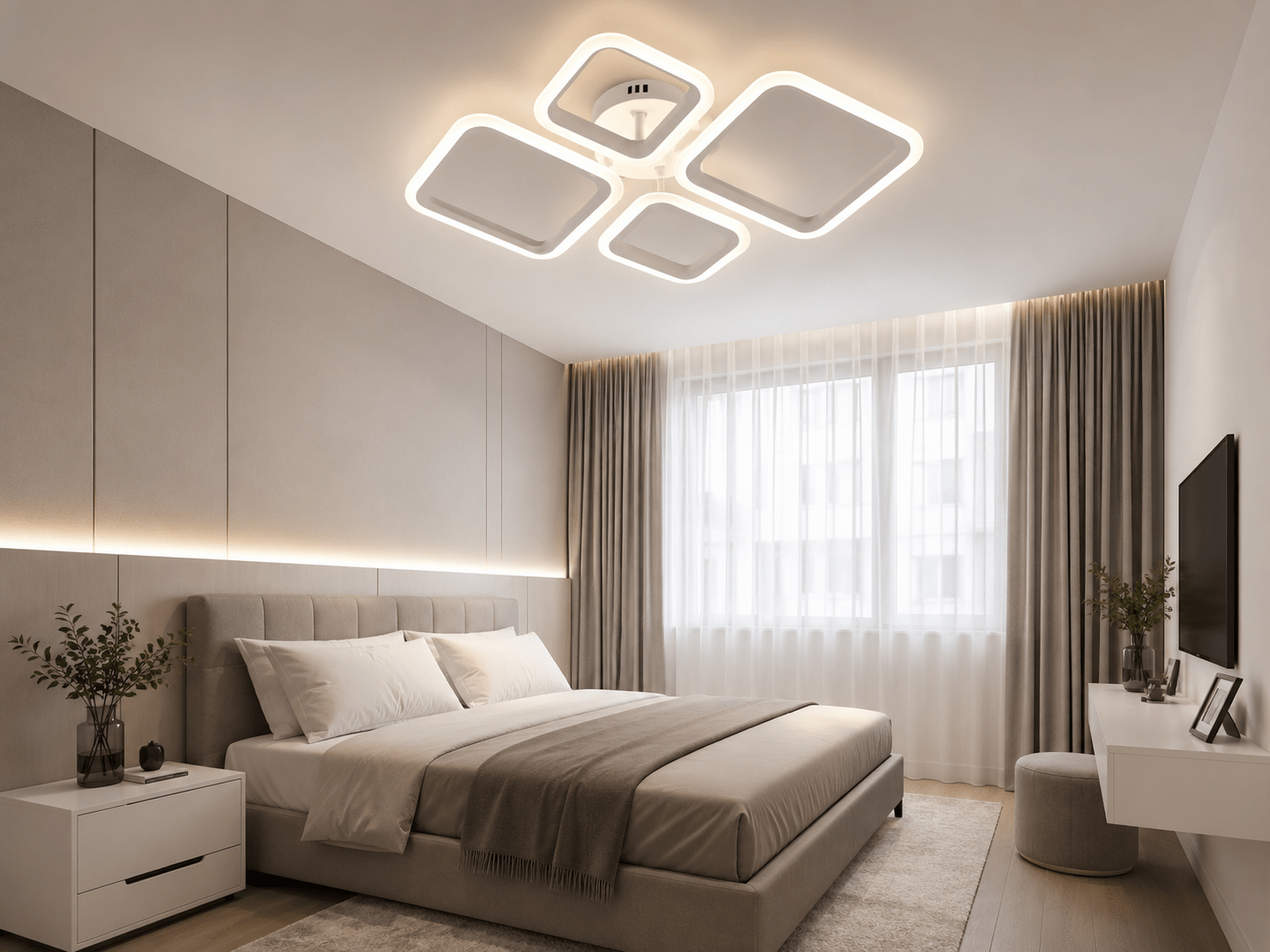 Lustră LED cu Telecomandă Hortensia, 72W, Lumină Caldă/Neutră/Rece, Negru - AdeHouse — Finisaje și Iluminat Premium.