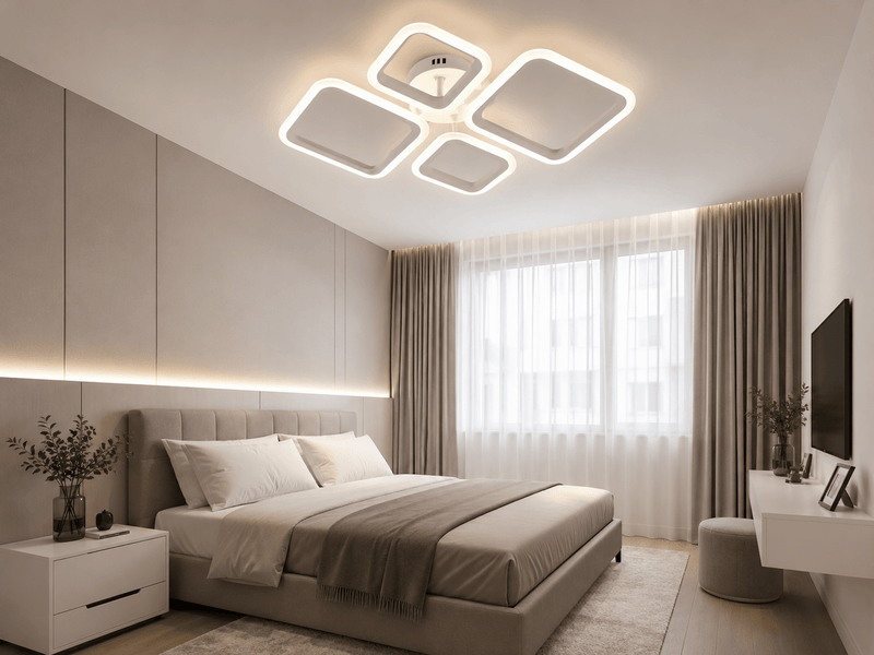 Lustră LED cu Telecomandă Hortensia, 60×44 cm, 72W, Lumină Caldă/Neutră/Rece, Negru
