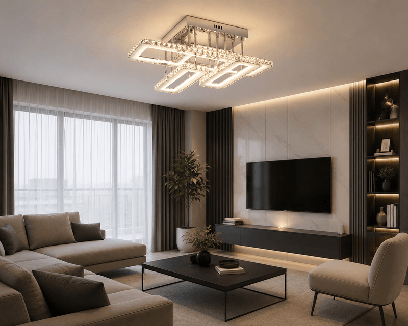 Lustră LED cu Telecomandă Fiorenza 208W, 72×55 cm, Dimabilă