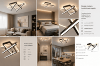 Lustră LED cu Telecomandă Clorinda, 144W, Lumină Caldă/Neutră/Rece, Negru/Alb - AdeHouse — Finisaje și Iluminat Premium.