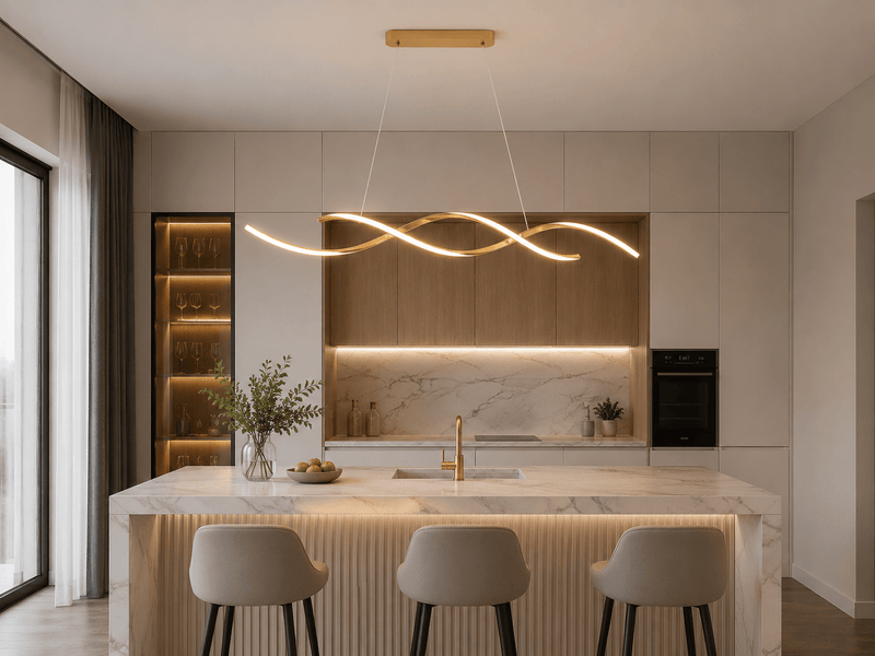 Pendul LED Lavinia II 76W, 95×130 cm, Auriu