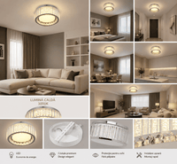 Lustră LED cu Telecomandă Sabeline 28W, Ø30 cm, cu Cristale, Lumină Caldă/Neutră/Rece - AdeHouse — Finisaje și Iluminat Premium.