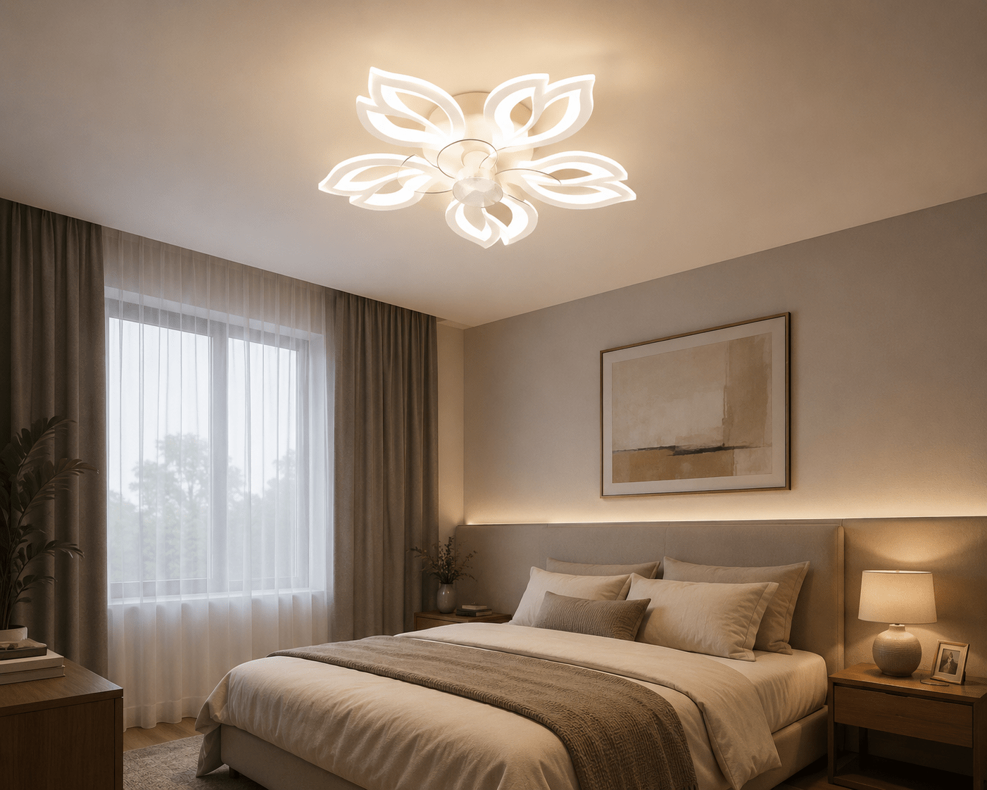 Lustră LED cu Telecomandă Rafaela, 100W, Lumină Caldă/Neutră/Rece, Alb - AdeHouse — Finisaje și Iluminat Premium.