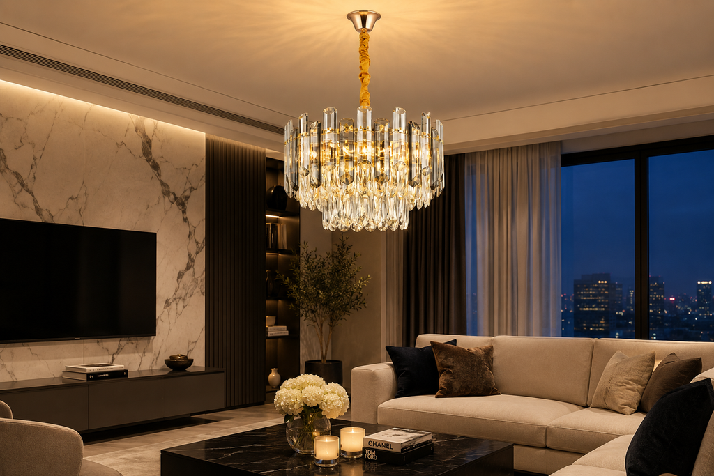 Candelabru Cristal Rosaviva, Ø40 cm, Lumină Caldă/Neutră/Rece