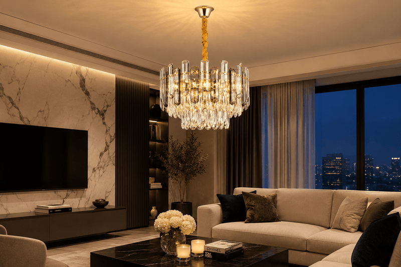 Candelabru Cristal Rosaviva, Ø40 cm, Lumină Caldă/Neutră/Rece