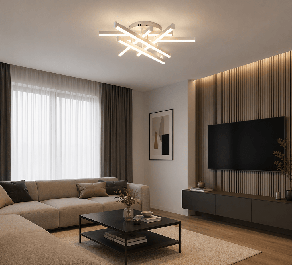 Lustră LED cu Telecomandă Zelinda, 144W, Alb - AdeHouse — Finisaje și Iluminat Premium.