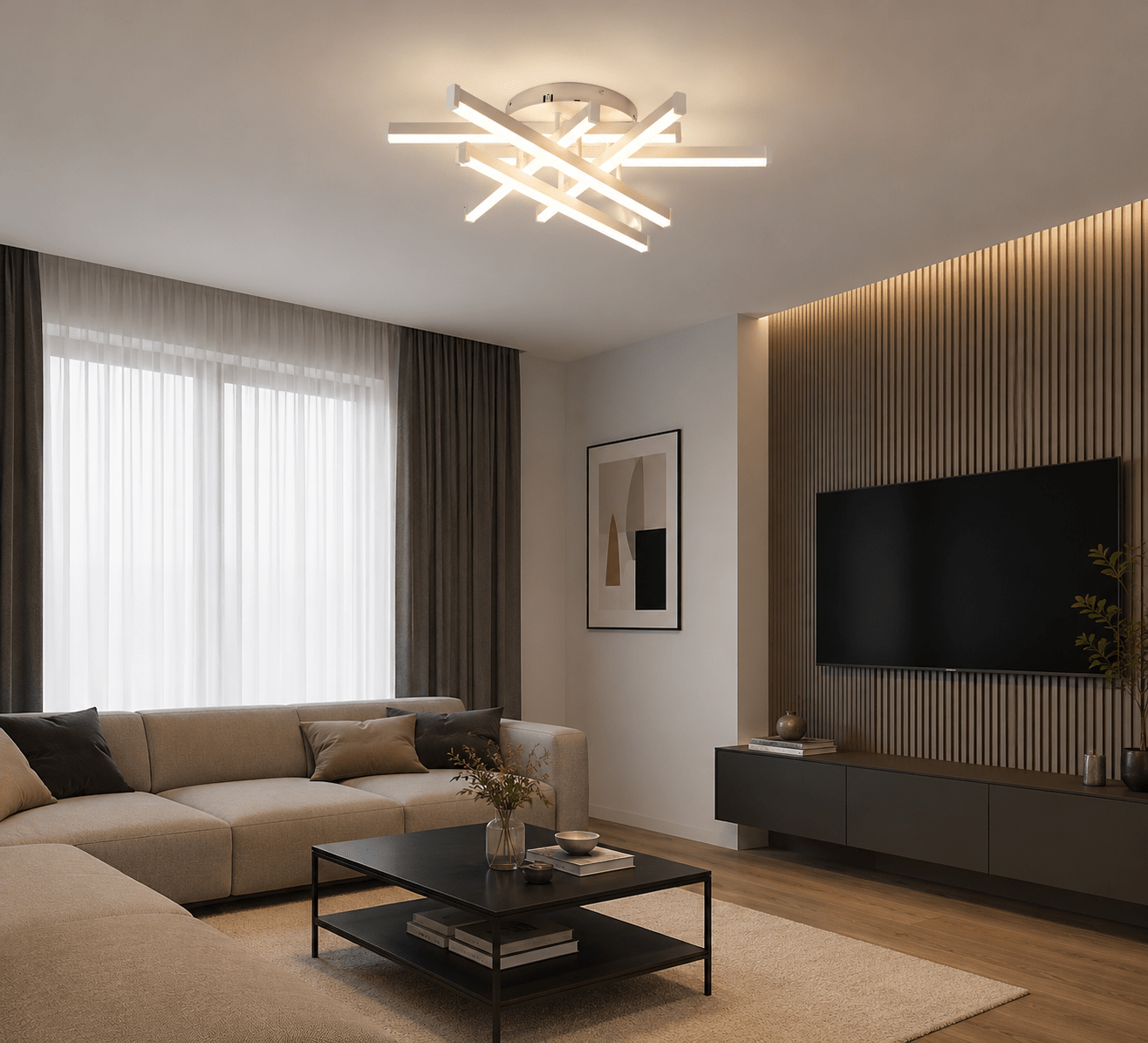 Lustră LED cu Telecomandă Zelinda, 144W, Alb - AdeHouse — Finisaje și Iluminat Premium.