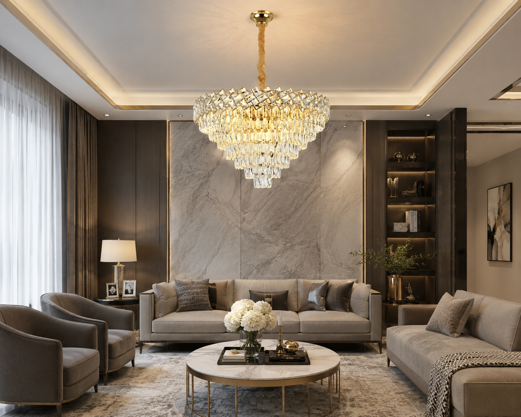 Candelabru Cristal Estrella, Ø60 cm, Auriu