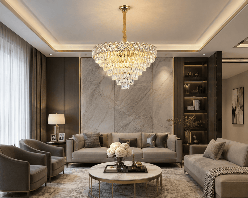 Candelabru Cristal Estrella, Ø60 cm, Auriu