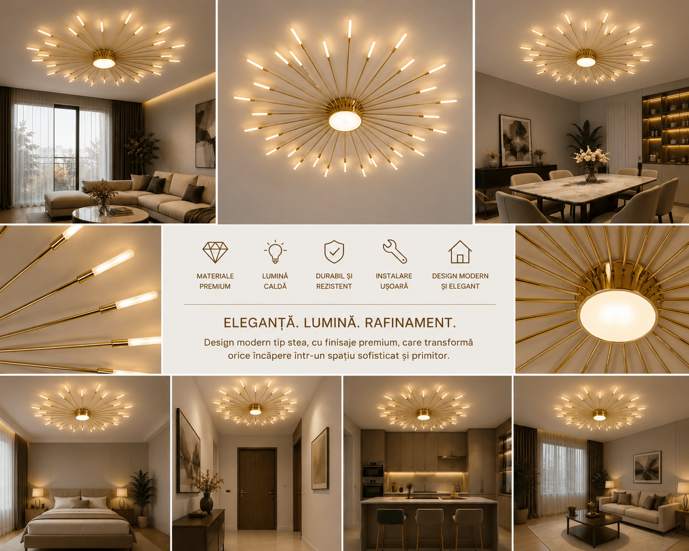 Lustră LED cu Telecomandă Cassiana, 2W, Lumină Caldă/Neutră/Rece - AdeHouse — Finisaje și Iluminat Premium.