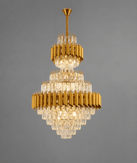 Candelabru Cristal Filomena, Auriu - AdeHouse — Finisaje și Iluminat Premium.