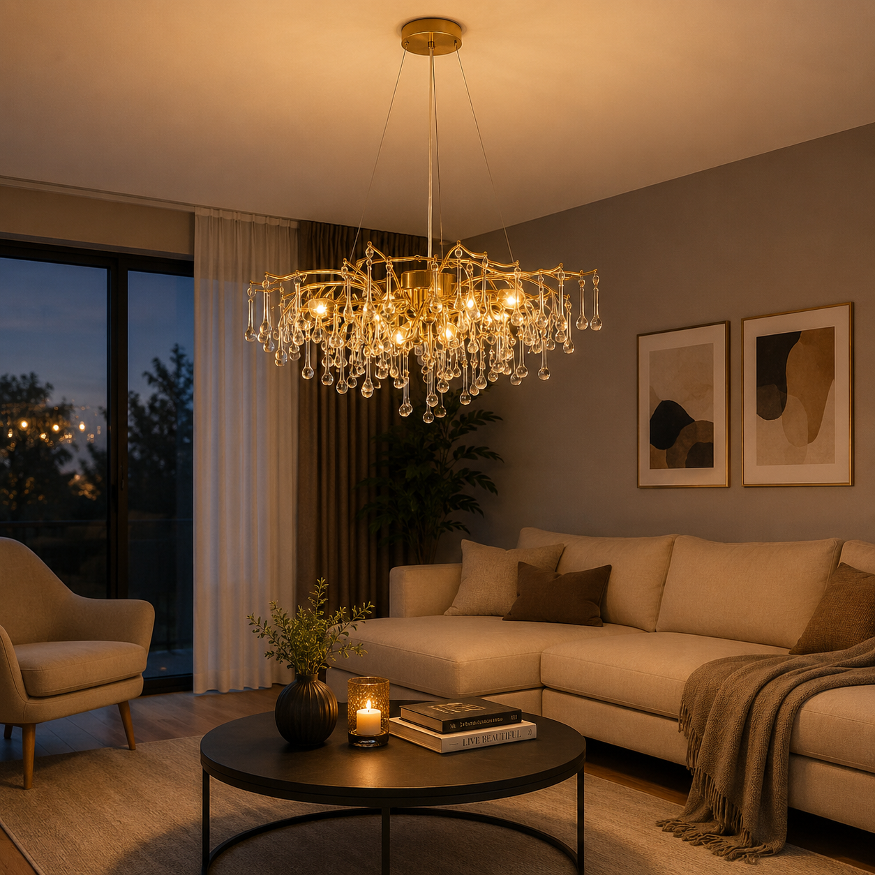Candelabru Cristal Jolanda, Auriu