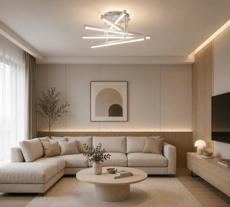 Lustră LED cu Telecomandă Nicandra, 61×61 cm, 120W, Alb