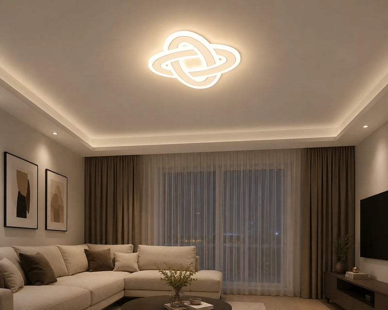 PLAFONIERA LED MODERNA ROTUNDA – ALB & CROM, 40W, 3000K–6500K