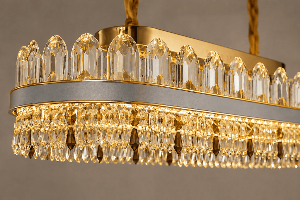Candelabru Cristal Serena, 140W, Ø300 cm, Auriu - AdeHouse — Finisaje și Iluminat Premium.