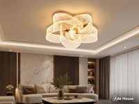 Lustra Led Lumiere Rose 50cm cu telecomanda , 120W - AdeHouse — Iluminat Modern la Preț Bun