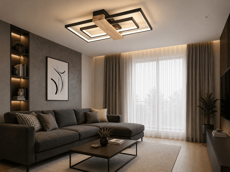 Lustră LED Rosinda, 108W, 58×34 cm, Negru