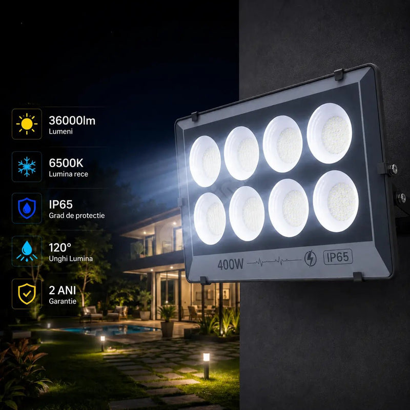 Proiector LED Puternic 400W, 36000 Lumeni, Protecție IP65