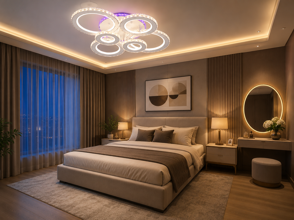 Lustră LED cu Telecomandă Morwenna 240W, Ø50 cm, Lumină Caldă/Neutră/Rece