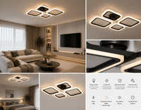 Lustră LED cu Telecomandă Fiorella, 72W, Lumină Caldă/Neutră/Rece, Negru - AdeHouse — Finisaje și Iluminat Premium.