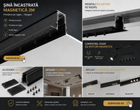 Șină Magnetică Încastrată pentru Rigips 2M – Neagră - AdeHouse — Iluminat Modern la Preț Bun