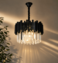 Candelabru Cristal Umbriela, Ø40 cm, Negru - AdeHouse — Finisaje și Iluminat Premium.