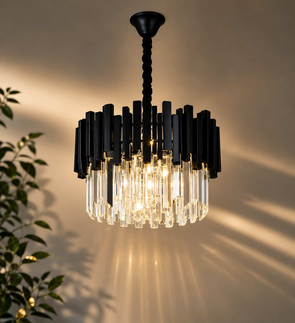 Candelabru Cristal Umbriela, Ø40 cm, Negru