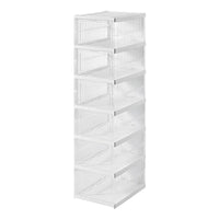Set 4 cutii organizatoare pentru incaltaminte, pliabile, design transparent, 34.5x25.5x105cm, alb