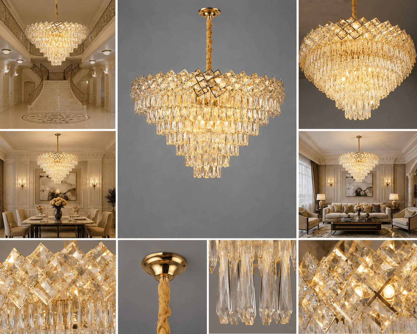 Candelabru Cristal Pierina, 60W, Auriu - AdeHouse — Finisaje și Iluminat Premium.