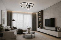 Lustră LED cu Telecomandă Ximena 144W, Ø63 cm, cu Inele, Lumină Caldă/Neutră/Rece, Dimabilă, Negru - AdeHouse — Finisaje și Iluminat Premium.