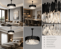 Candelabru Cristal Jacinta, Ø60 cm, Negru - AdeHouse — Finisaje și Iluminat Premium.