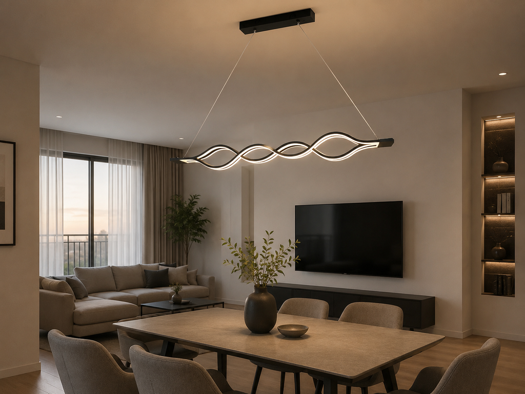Pendul LED cu Telecomandă Celestia II, Lumină Caldă/Neutră/Rece, Dimabil, Negru