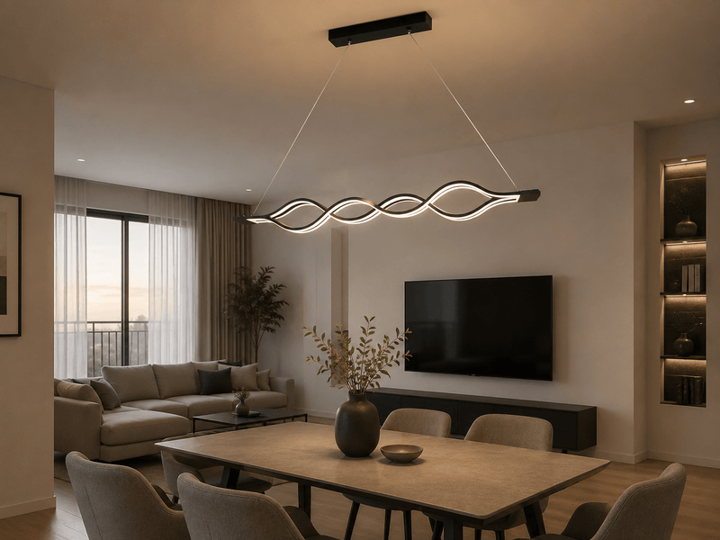 Pendul LED cu Telecomandă Celestia II, 102×8 cm, Lumină Caldă/Neutră/Rece, Dimabil, Negru