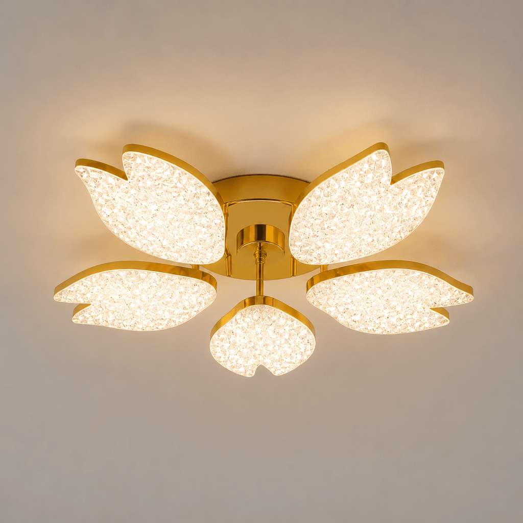 Lustră LED cu Telecomandă Onoria, 100W, Ø61 cm, cu Cristale, Lumină Caldă/Neutră/Rece, Auriu - AdeHouse — Finisaje și Iluminat Premium.