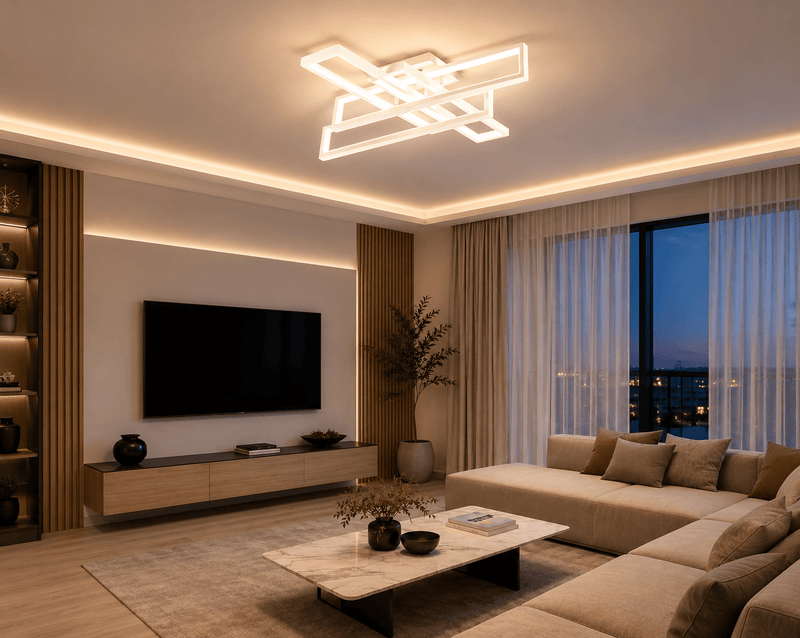 Lustră LED cu Telecomandă Ubaldina, 70×60 cm, 192W, Lumină Caldă/Neutră/Rece, Alb