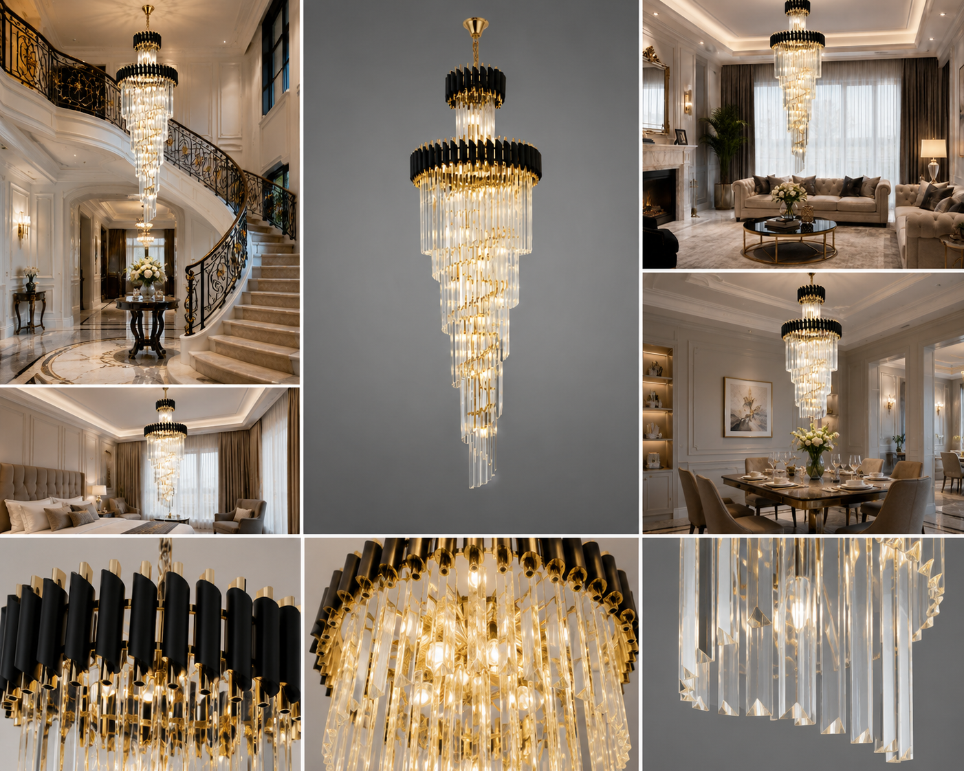 Candelabru Tamsin, Ø45 cm, Auriu/Negru